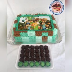 Minecraft Bolo 15 a 20 Fatias Faça - Si Doces e Salgados